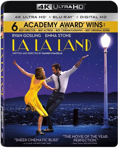 4K Ultra HD edition of La La Land by Alliance Entertainment, featuring vibrant cover art and Academy Award Winner label.