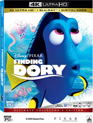 Finding Dory 4K Ultra HD Blu-ray by Alliance Entertainment featuring colorful animation and Academy Award winner branding.
