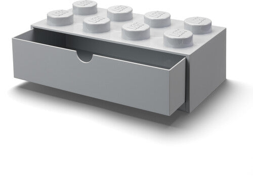 LEGO Desk Drawer Stackable Storage with 8 Knobs, In Grey