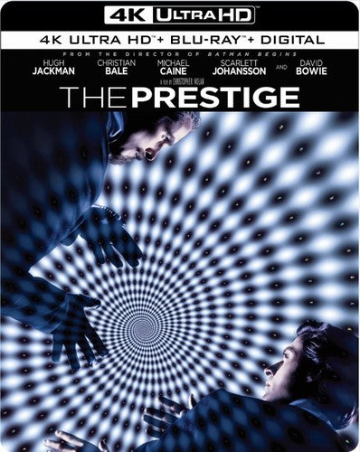 4K Ultra HD Blu-ray of 'The Prestige' by Alliance Entertainment, featuring vibrant cover art and high-definition format.