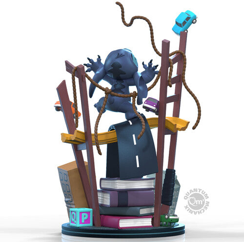 8-inch Q-Fig Max Elite Stitch figurine in vibrant colors from Quantum Mechanix, featuring detailed design and playful pose.