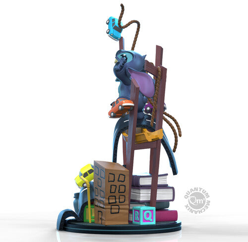 8-inch Stitch Q-Fig Max Elite collectible by Quantum Mechanix, featuring vibrant colors and detailed animation design.