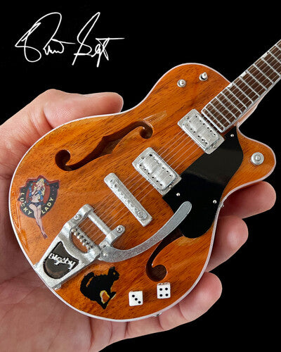 Brian Setzer Nashville Orange Dice Hollow Body Mini Guitar Replica Collectible