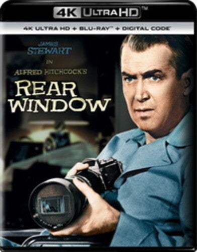 Rear Window 4K Ultra HD Blu-ray from Alliance Entertainment, featuring crime thriller artwork and vibrant colors.