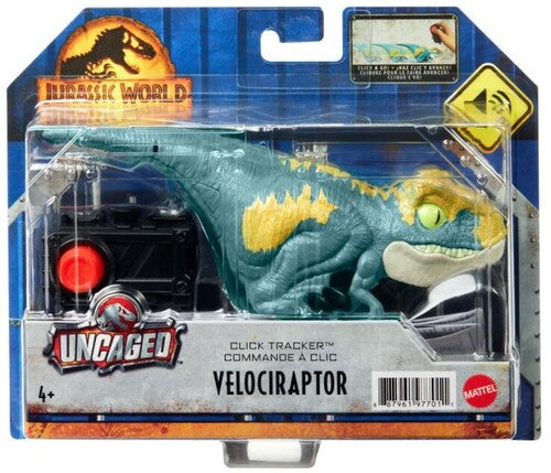 Mattel - Jurassic World Dominion Uncaged Click Tracker Velociraptor, Blue