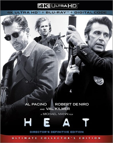 Heat 4K Ultra HD Blu-ray by Alliance Entertainment, featuring action-packed scenes and vibrant visuals.