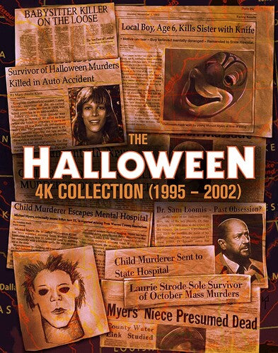 Halloween 4K Collection (1995-2002) in 4K Ultra HD by Alliance Entertainment, featuring iconic horror movie covers.