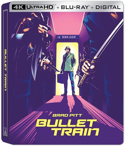 Bullet Train 4K Ultra HD Blu-ray case featuring action-packed visuals, brand logo, and stylish design.