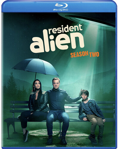 Resident Alien: Season Two Blu-ray from Alliance Entertainment, featuring vibrant cover art and sleek design.