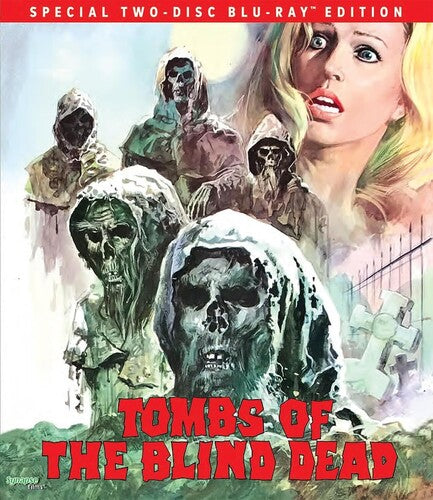 Tombs of the Blind Dead Blu-ray by Alliance Entertainment, featuring horror artwork and vivid colors.