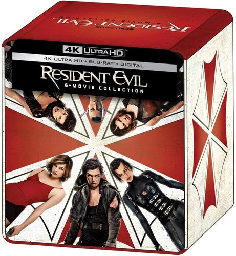 Resident Evil: 6-Movie Collection in 4K Ultra HD by Alliance Entertainment, featuring action-packed film covers.