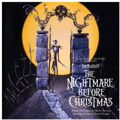 CD soundtrack of The Nightmare Before Christmas by Various Artists, featuring Danny Elfman, in a colorful jewel case
