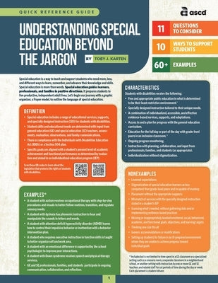 Understanding Special Education Beyond the Jargon (Quick Reference Guide) by Karten, Toby J.