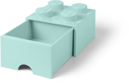 LEGO Brick Drawer Stackable Storage with 4 Knobs, in Aqua