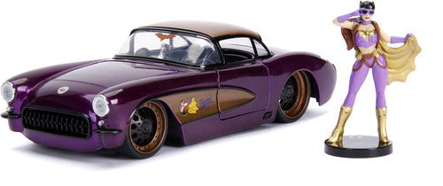 DC Comics Bombshells Batgirl & 1957 Chevy Corvette Die-cast Car, 1:24Scale Vehicle & 2.75-Inch Collectible Figurine