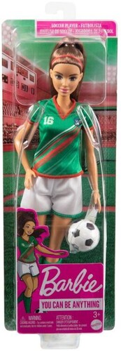 Mattel - Barbie I Can Be Soccer Player, Brunette, Green & Red Uniform