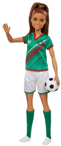 Mattel - Barbie I Can Be Soccer Player, Brunette, Green & Red Uniform