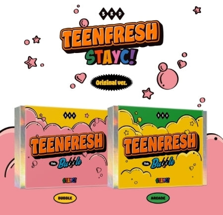 STAYC - Teenfresh - Random Cover - inc. Photobook, Comic Lyrics Book, Special 4-Cut Photo, 2 Photocards, Tattoo Sticker, Folding Poster, Scratch Message Card + Fragrance Card (CD)