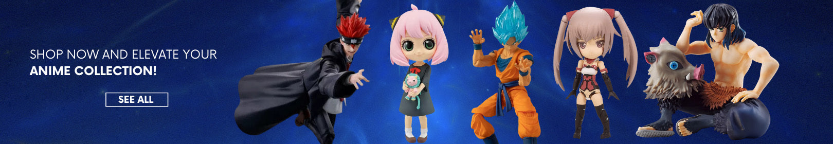 Anime toy collectibles featuring popular characters from Japanese series
