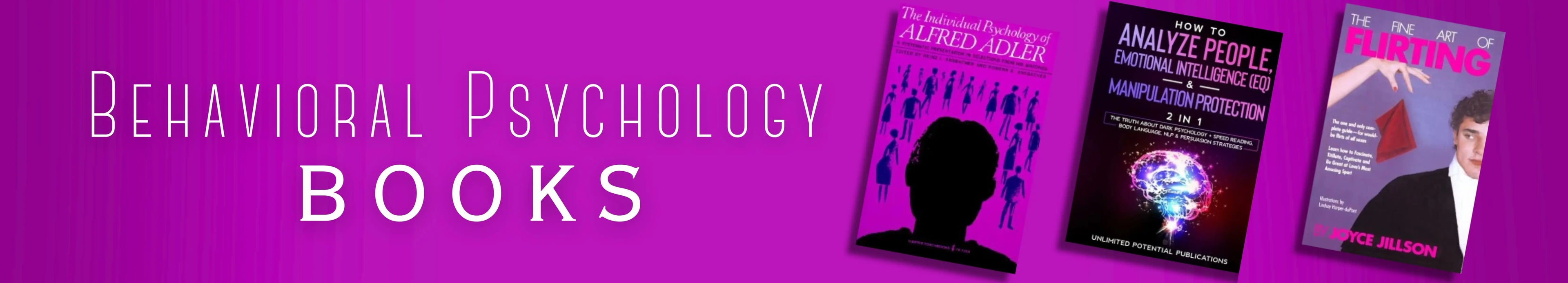 Three books on behavioral psychology with a purple background