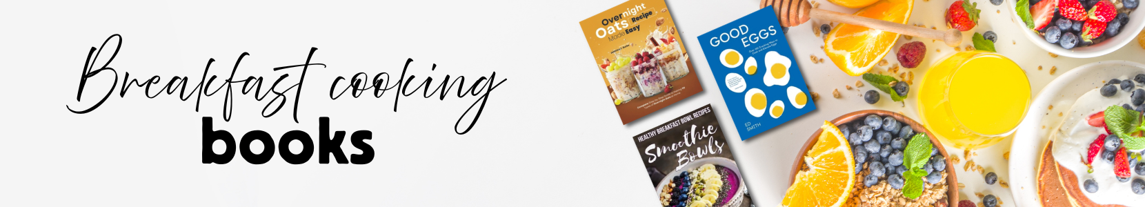 A collection of books focused on breakfast recipes and ideas