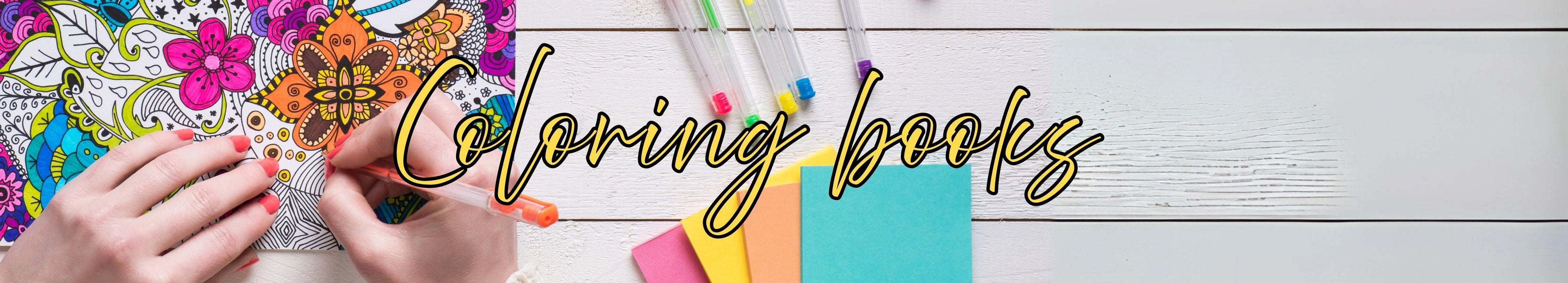 Collection of coloring books all across genres