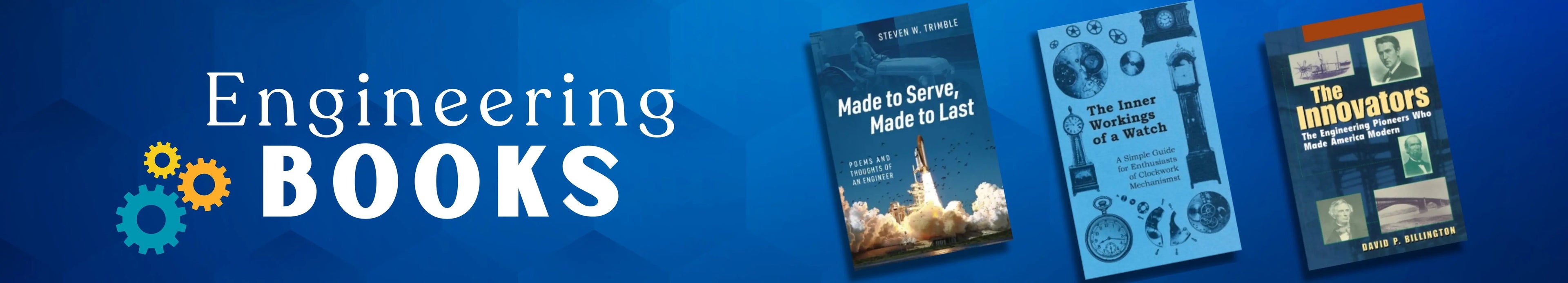 Three engineering books on a blue background with 'Engineering Books' text.