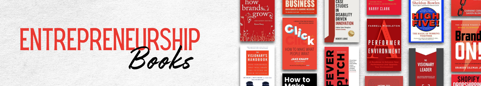 Collection of entrepreneurship books displayed with their covers.