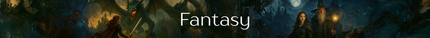 Fantasy-themed banner with characters and text