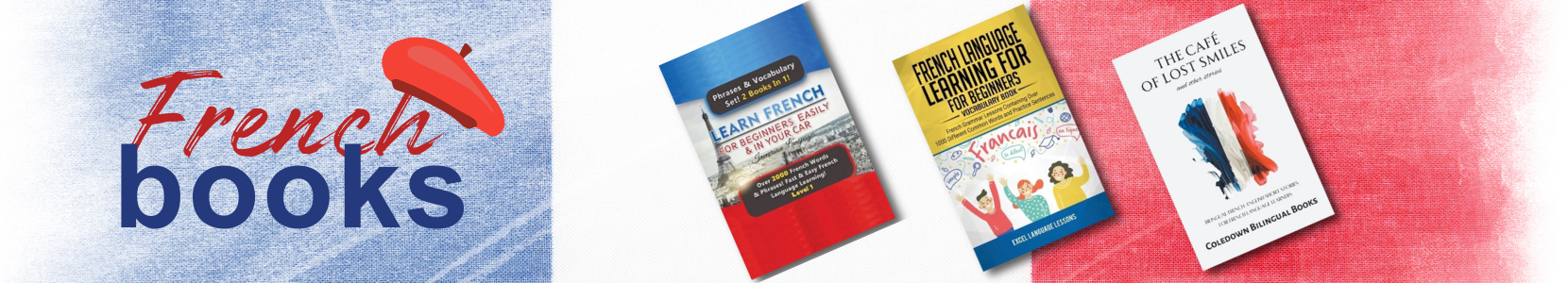 A collection of books focused on French language and grammar