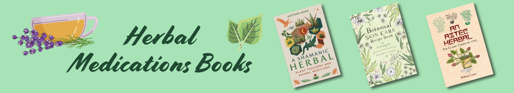 Herbal remedy books showcasing herbs, tinctures, teas, and salves