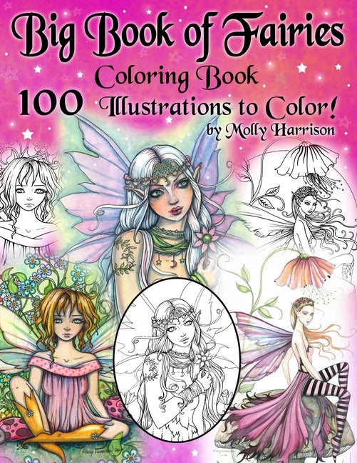 Big Book of Fairies Coloring Book - 100 Pages of Flower Fairies, Celestial Fairies, and Fairies with their Companions: 100 Line Art Illustrations to C by Harrison, Molly