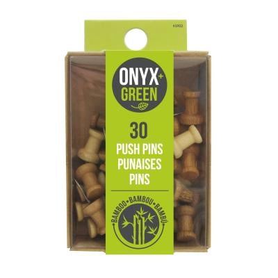 30 Push Pins Bamboo by Onyx + Green