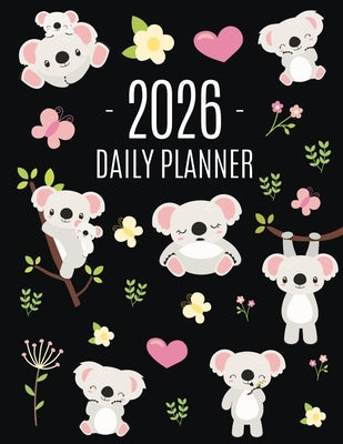 Koala Planner 2026: Australian Outback Animal Agenda: January-December Pretty Pink Butterflies & Yellow Flowers Monthly Scheduler For Work or Office by Press, Pimpom Pretty