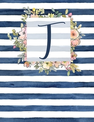 T: Letter T Monogram Initial Notebook - 8.5" x 11" - 100 pages, Dot Bullet Grid Pages- Watercolor Floral Notebook by Binds, Personal