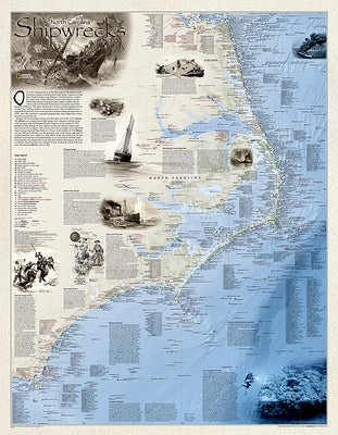 National Geographic Shipwrecks of the Outer Banks Wall Map - Laminated (28 X 36 In) by National Geographic Maps