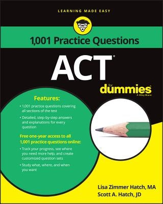 ACT: 1,001 Practice Questions for Dummies by Hatch, Lisa Zimmer