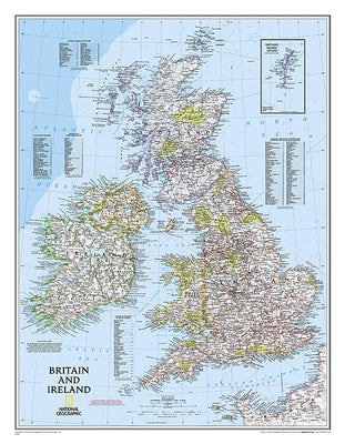 National Geographic Britain and Ireland Wall Map - Classic (23.5 X 30.25 In) by National Geographic Maps