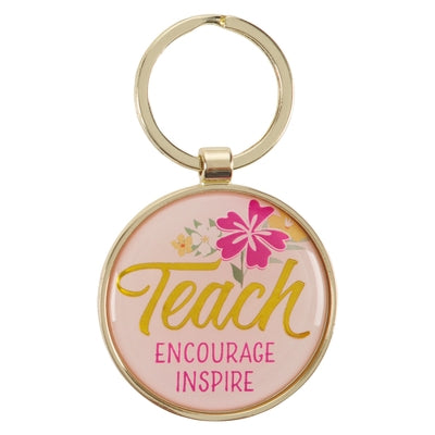 Christian Art Gifts Inspirational Keychain for Teachers: Teach, Encourage, Inspire - Encouraging Bible Verse Accessory for Women, Round Gold Coated Ke by Christian Art Gifts