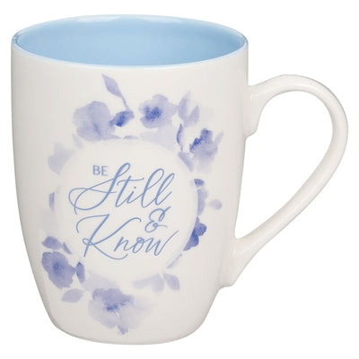 Christian Art Gifts Ceramic Coffee and Tea Mug for Women: Be Still - Psalm 46:10 Inspirational Bible Verse, Floral, Blue, 12 Oz. by Christian Art Gifts