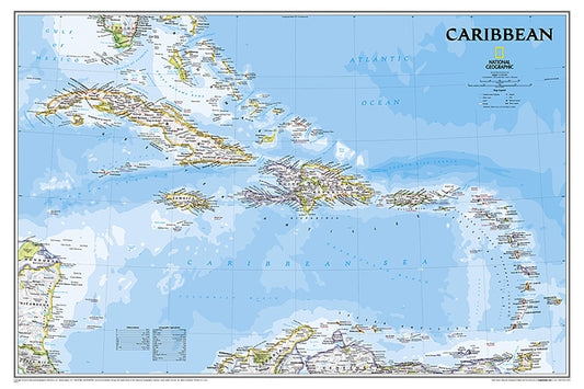 National Geographic Caribbean Wall Map - Classic (Poster Size: 36 X 24 In) by National Geographic Maps