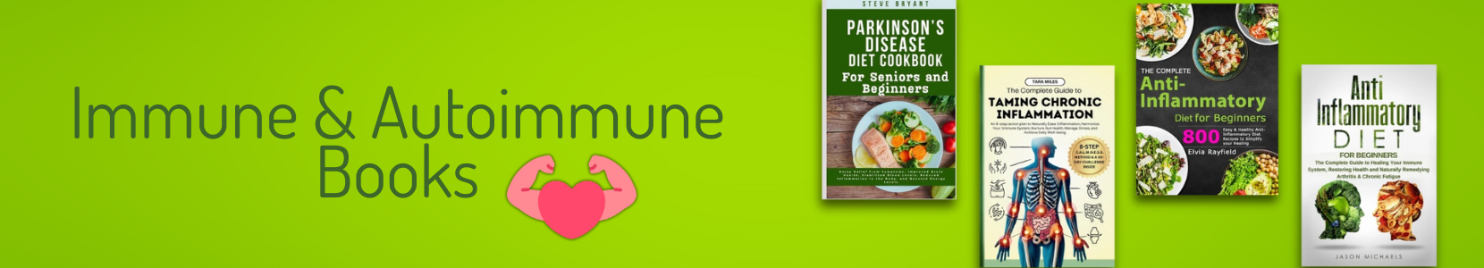 Books about the immune system and autoimmune conditions, including guides on inflammation, gut health, chronic illness, and holistic healing.