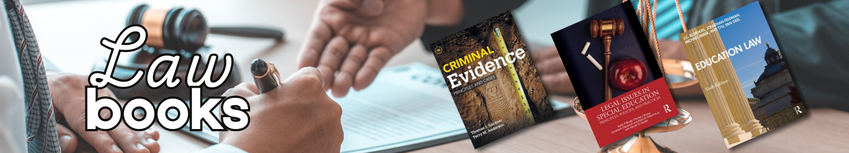 Law education books showcasing case studies, theory, and legal systems