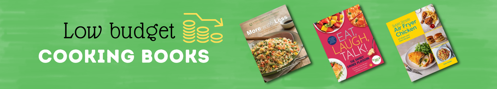 A collection of cookbooks focused on budget-friendly cooking