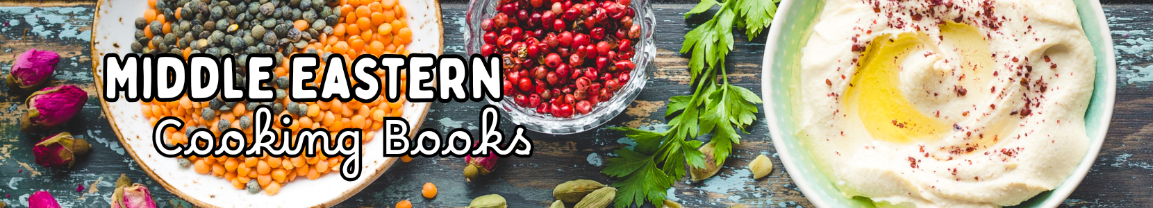 A collection of books focused on Middle Eastern cuisine and flavors