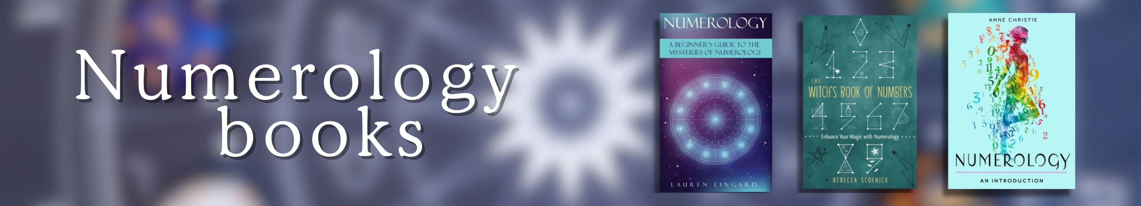 Three numerology books displayed with a blurred background