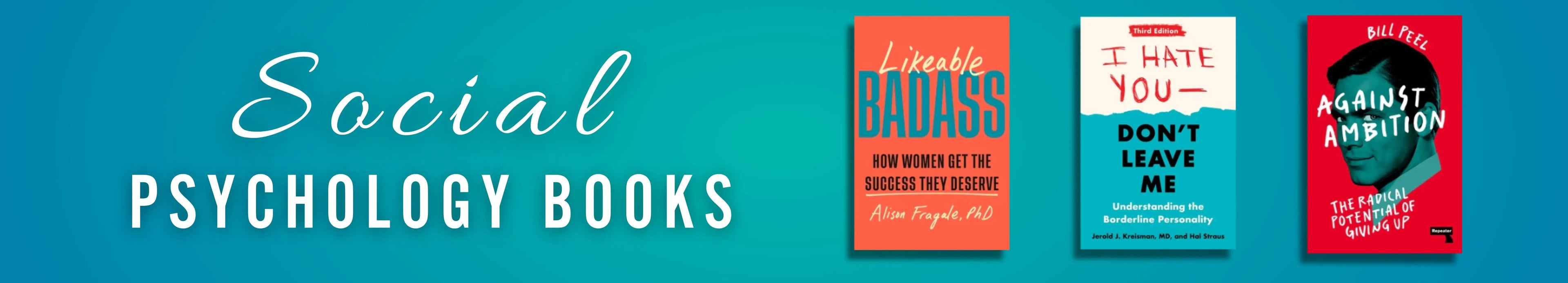 Three books on a teal background with 'Social Psychology Books' text.