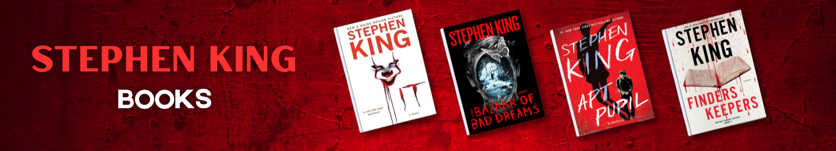 Stephen King books filled with horror, suspense, and mystery