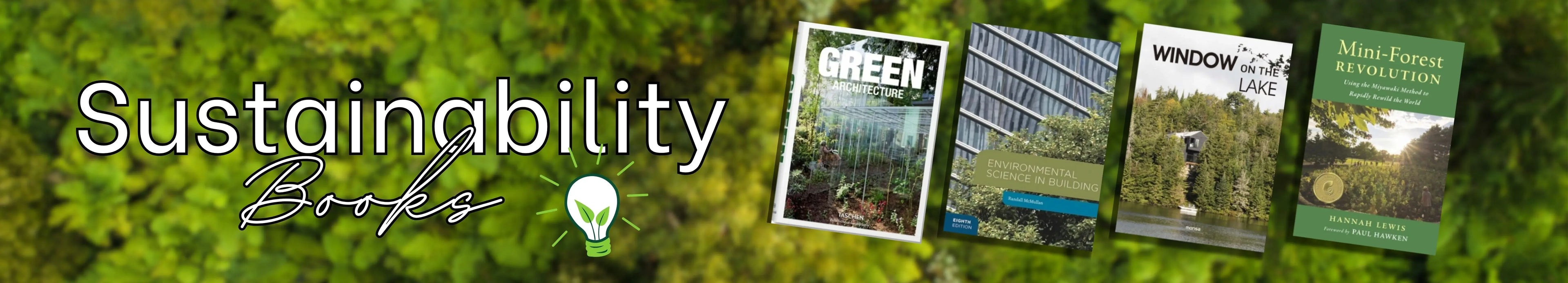 Collection of sustainability books