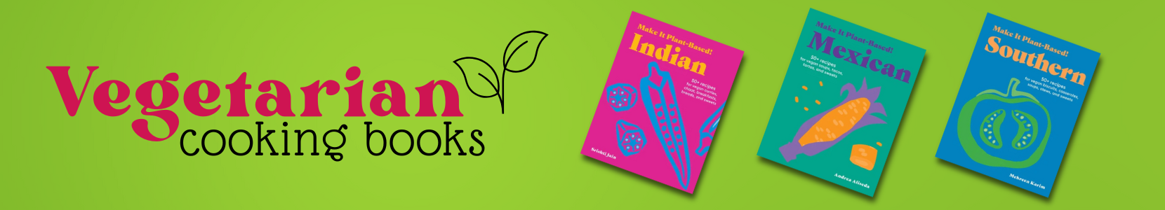 Vegetarian recipe books showcasing healthy and meat-free dishes